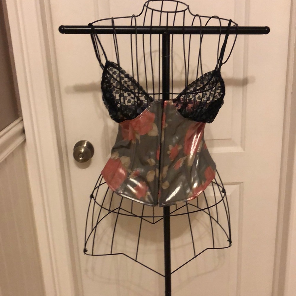 Early 2000”s Iridescent rose patterned bustier